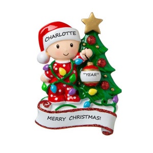 Toddler Decorating Christmas Tree Personalized Ornament - Child Personalized Christmas Ornament/ Grandkid Christmas Ornament