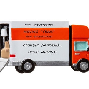 Moving Van Personalized Ornament - Family Move Fun Move Christmas Ornament - New Adventures Moving Personalized Ornament