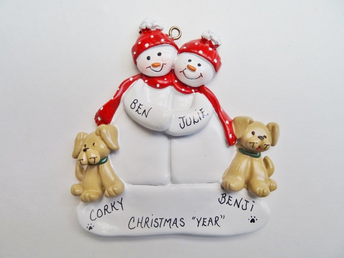Personalized Couple Christmas Ornament with 2 Dogs Etsy
