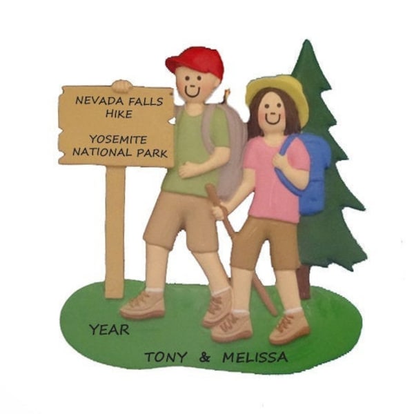 Couple Hiking Personalized Christmas Ornament - Couple that Loves Hiking Christmas Ornament - Hiking Vacation Memory Personalized Ornament