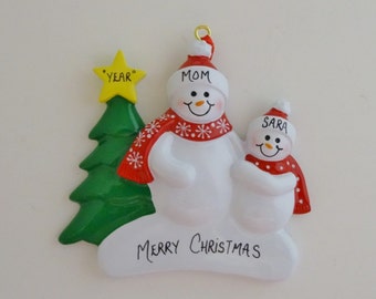 Personalized Single Parent Ornament with 1 Child - Single Parent with 2 Children - Single Parent with 3 Children