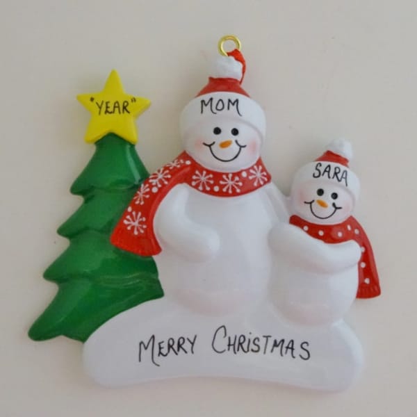 Personalized Single Parent Ornament with 1 Child - Single Parent with 2 Children - Single Parent with 3 Children