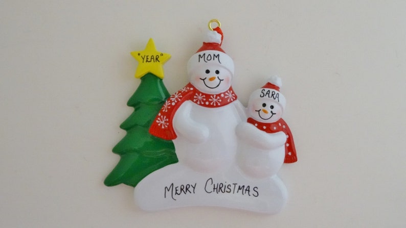 Personalized Single Parent Ornament with 1 Child Single Parent with 2 Children Single Parent with 3 Children image 1