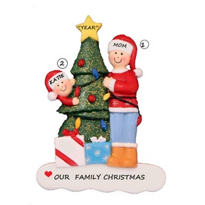 Adorno personalizado para madre soltera e hijo - Adorno personalizado para madre e hija - Adorno navideño personalizado para madre e hijo