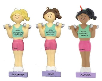 Personalized Workout Girl  Female Christmas Ornament - Fitness Coach - Personal Trainer - Weight Trainer - Weight Lifter Ornament