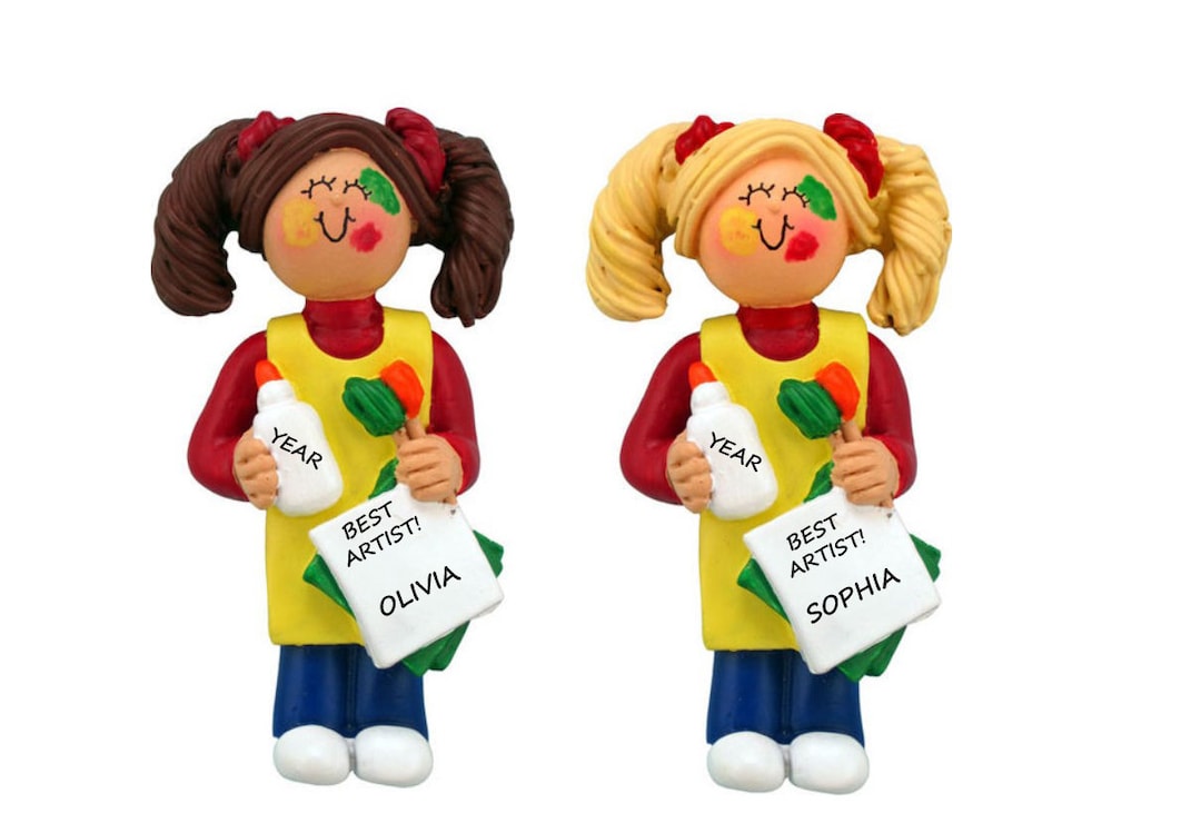 Little Girl Artist Personalized Ornament Little Girl Arts and Crafts