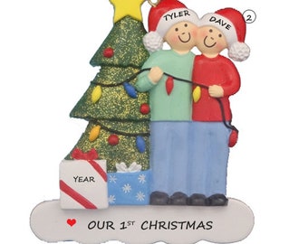 Personalized Mixed Race 1st Christmas Couple Ornament - Interracial ...