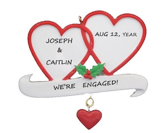 Personalized Engaged Christmas Ornament - Personalized Engagement Ornament with Custom Names - Just Engaged Christmas Ornament