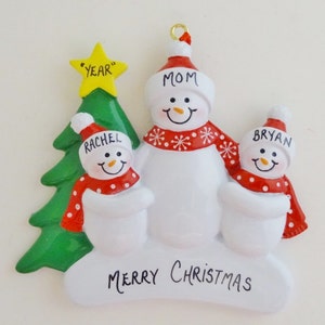 Personalized Single Parent Ornament with 1 Child Single Parent with 2 Children Single Parent with 3 Children image 2