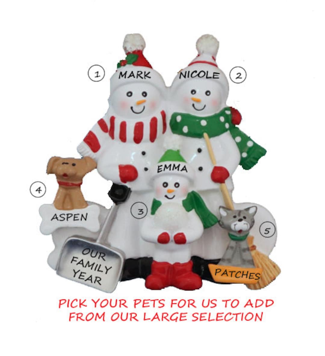 Personalized Shoveling Snow Family 3 Christmas Ornament With 2 Custom ...