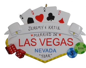 Las Vegas Personalized Wedding Ornament - Married in Las Vegas Personalized Ornament