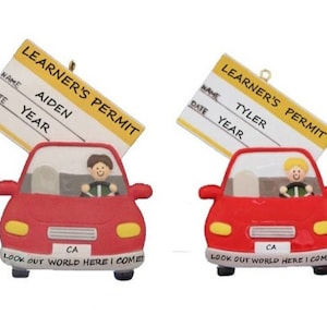 Male or Female Driver Learner's Permit Personalized Christmas Ornament- Learner's Permit - New Driver Personalized Christmas Ornament