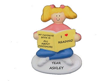 Learning to Read Ornament - Girl I Can Read Ornament - Personalized Love Reading Ornament for Girl - Girl Reading Personalized Ornament