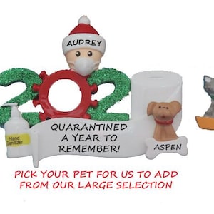 Personalized 2020 Dated Ornament One Person Quarantine The Year I Stayed Home 2020 with Dog or Cat Added - 2020 Quarantine Single Person