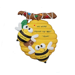 Meant To "Bee" Couples Personalized Ornament - Personalized Bee Couple Ornament - Bumble Bee Couple Personalized Christmas Ornament