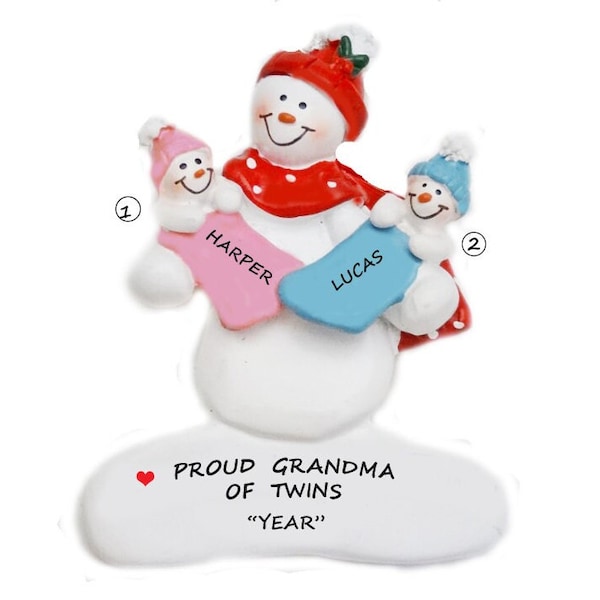 Personalized Ornament Celebrating Twins - Proud Grandma of Twins Ornament - Proud Aunt of Twins - Proud Mom of Twins