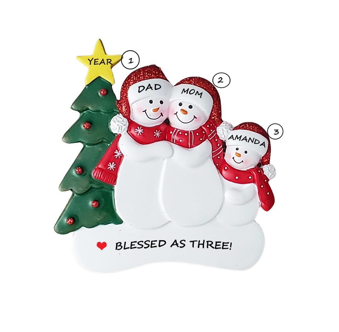 Personalized Snow Family of 3 by Christmas Tree - Personalized Free ...