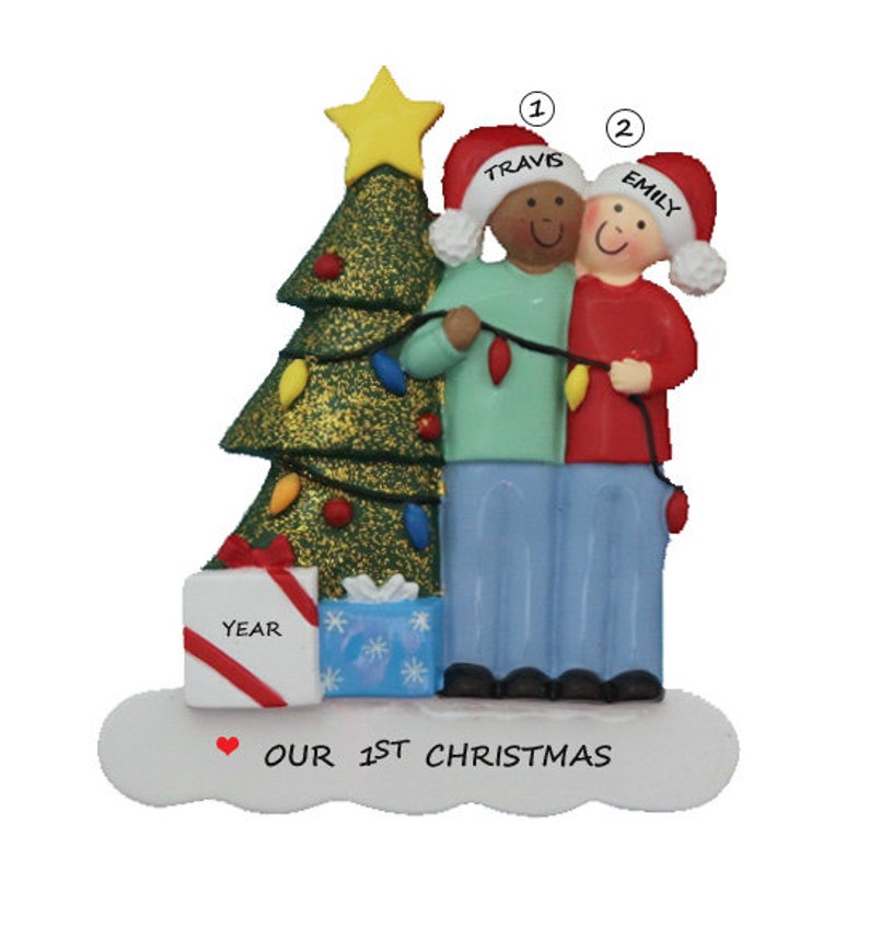 Our 1st Christmas Couple Personalized Ornament - Couple Decorating Tree ...