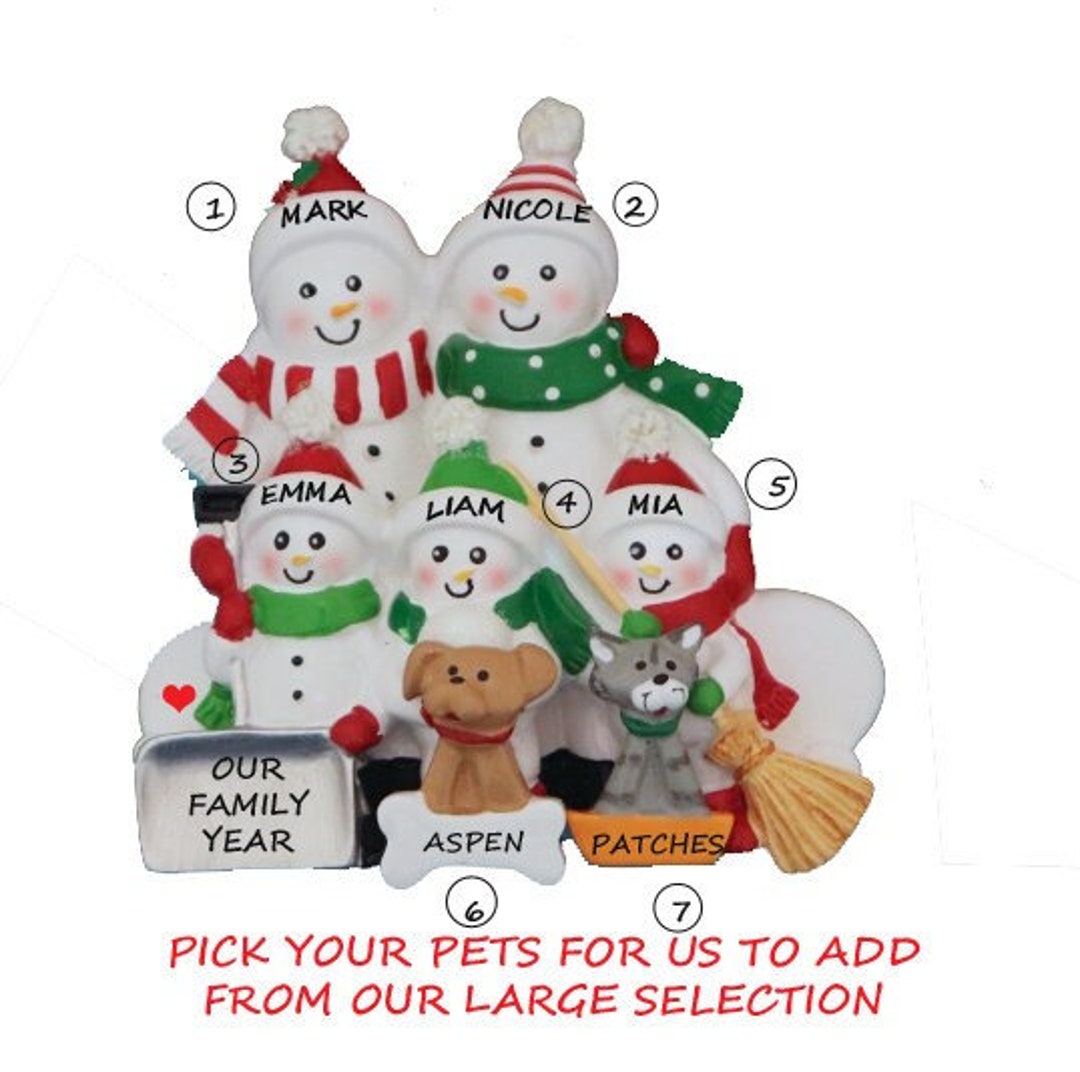 Personalized Shoveling Snow Family 5 Christmas Ornament With 2 Custom ...