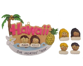 Personalized Hawaii Vacation Couple Ornament - Hawaii Vacation Personalized Couple Ornament- Anniversary Celebration Hawaii Ornament