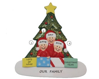 Personalized Family or Group of 3 - Personalized Free Ornament - Personalized Christmas Ornament Parents with 1 Child