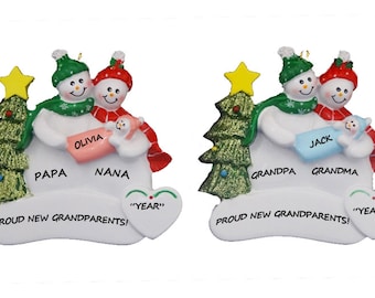 Proud New Grandparents Personalized  Christmas Ornament - New Nana and Papa Personalized Ornament for New Granddaughter or Grandson