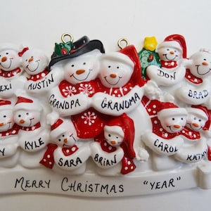 Personalized Family of 13 Christmas Ornament - Personalized Free - Grandparents with 11 Grandchildren Christmas Ornament