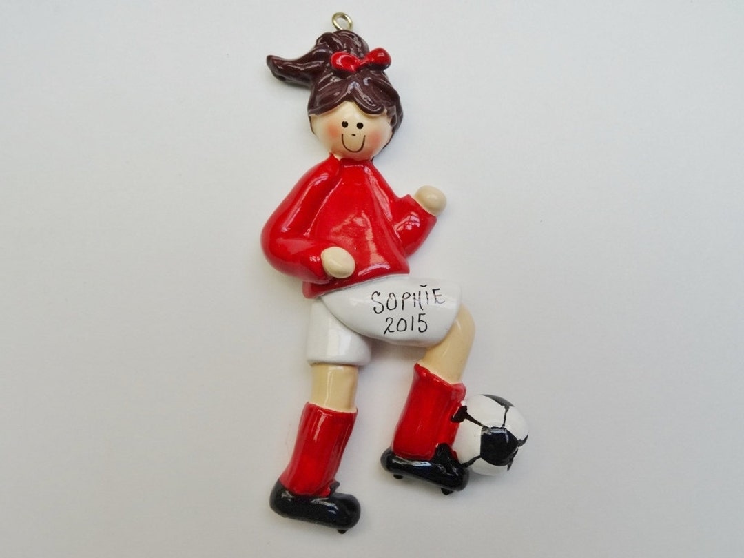 Personalized Soccer Player Girl Christmas Ornament Custom Etsy