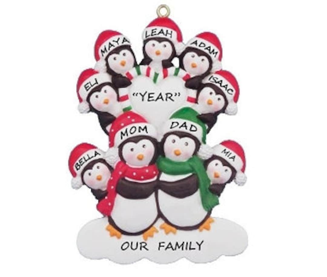 Personalized Penguin Family of 9 Christmas Ornament - Etsy