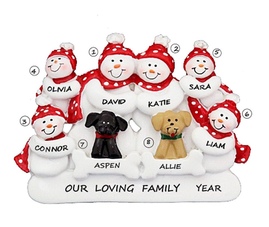 Personalized Family of 6 Ornament With 2 Dogs - Personalized Family of ...