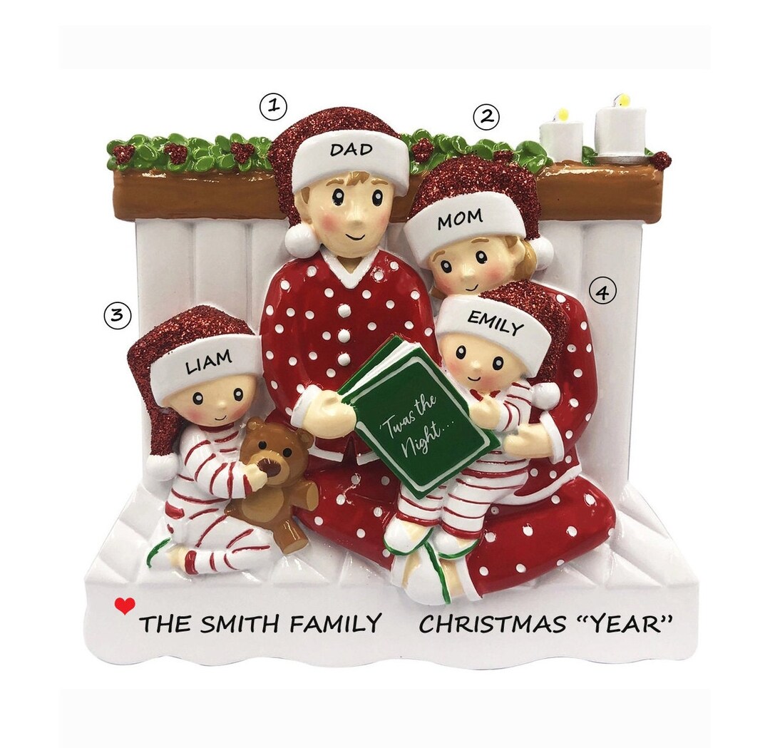 Personalized Ornament Reading in Bed Family of 4 - Bed Family of Four ...
