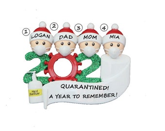 2020 The Year We Quarantined and Stayed Home Family  of 4 Personalized Ornament - 2020 Personalized Family 4 Christmas Ornament