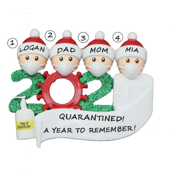 2020 The Year We Quarantined and Stayed Home Family  of 4 Personalized Ornament - 2020 Personalized Family 4 Christmas Ornament