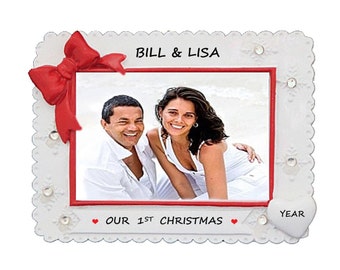 Personalized Christmas Ornament Photo Frame - Picture Frame Christmas Ornament for Christmas Tree - Couple Picture Frame