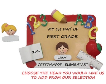 First Day of School Personalized Ornament - Preschool, Kindergarten, 1st Grade First Day of School Personalized Ornament
