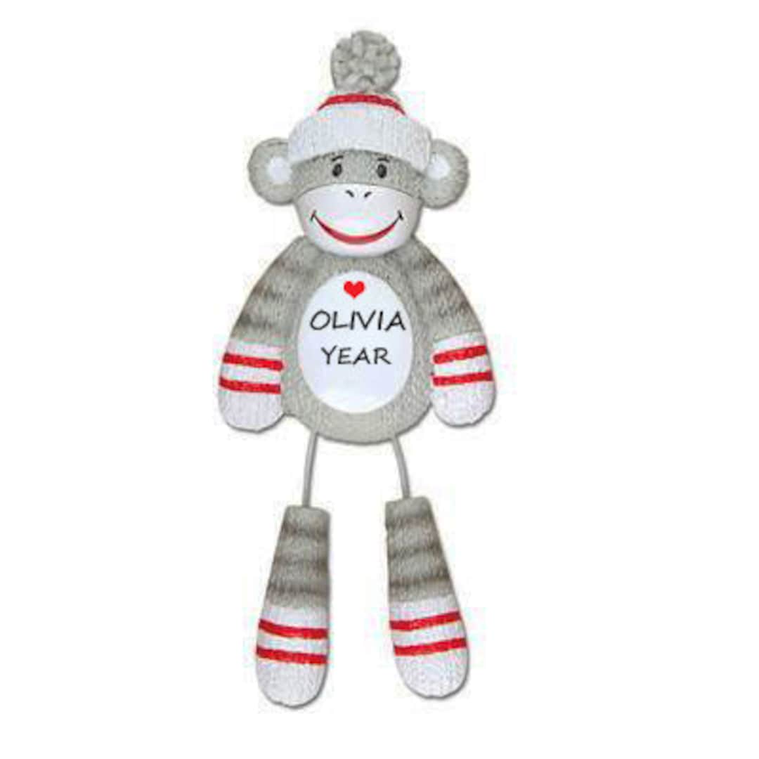 Personalized Sock Monkey Christmas Ornament Sock Monkey Christmas