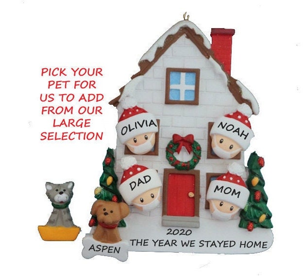 Personalized Ornament Family 4 Quarantine Stayed Home 2020 with Dog o…