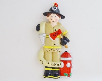 Personalized Fireman Ornament - Personalized Firefighter Christmas Ornament - Female or Male and Ethnic Firefighters.