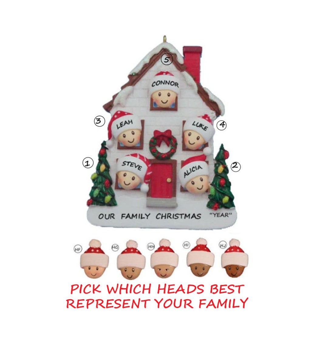 Personalized Family of 5 Home Christmas Ornament - Family of 5 New Home ...