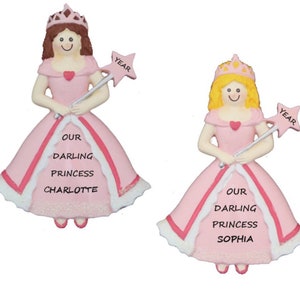 Personalized Christmas Ornament for Girl  - Princess and Wand Girls Personalized Ornament- Custom Personalized Girl Princess Ornament