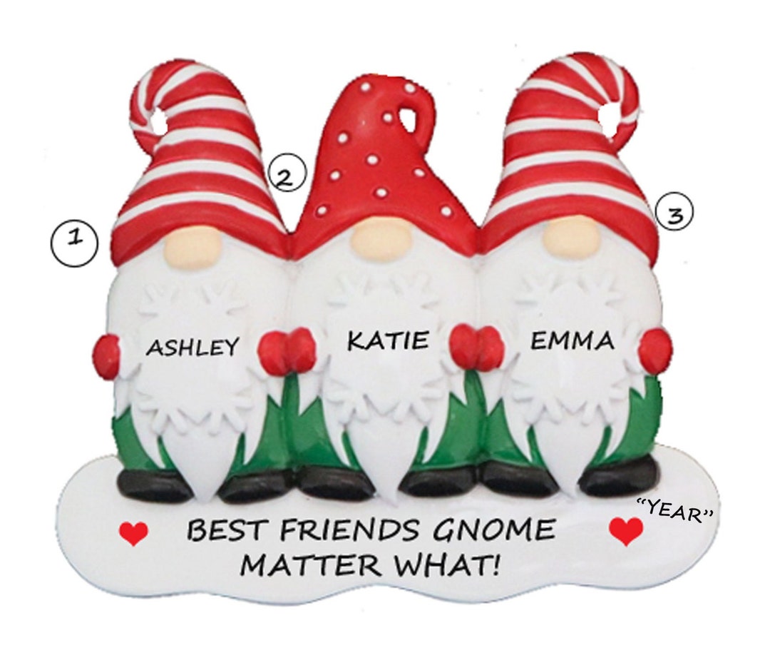 3 Gnomes Best Friends Personalized Ornament Gnome Better Friends