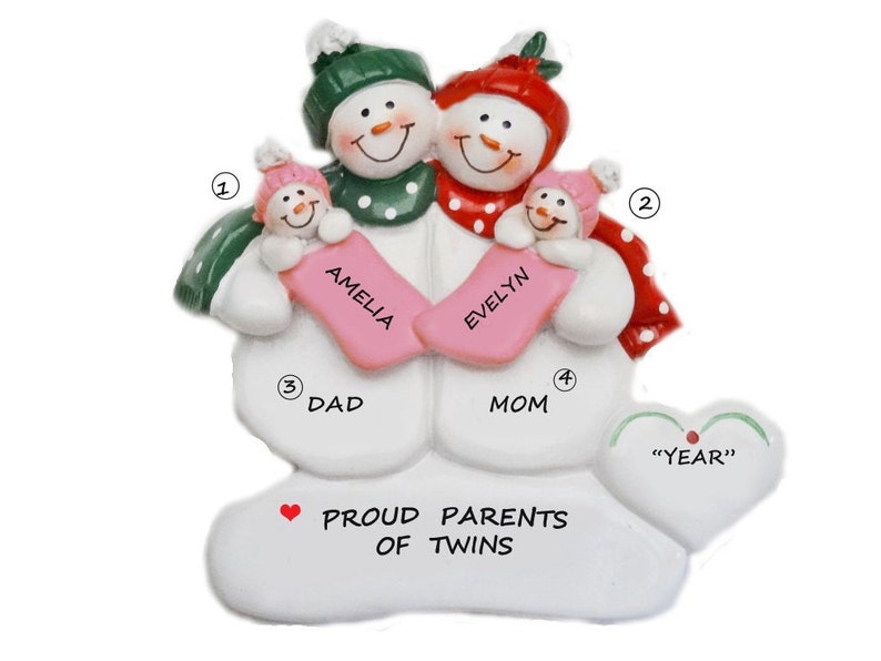 Personalized Family With Twins Proud New Parents of Twins Etsy