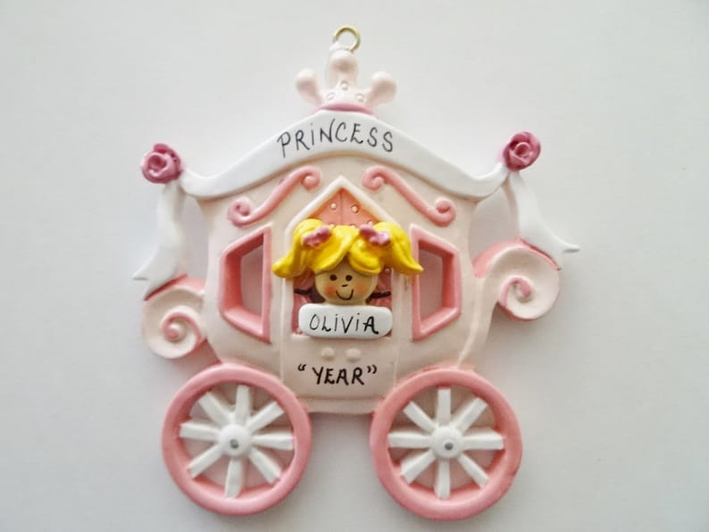 Personalized Christmas Ornament for Girl Princess and Carriage Girls Personalized Ornament Custom Personalized Girl Princess Ornament image 1