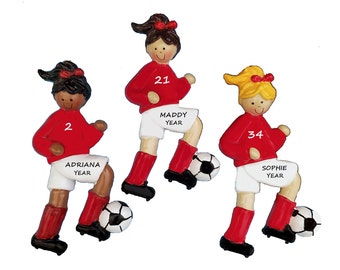 Personalized Soccer Player Girl Christmas Ornament - Custom Color Uniforms -  Personalized Free