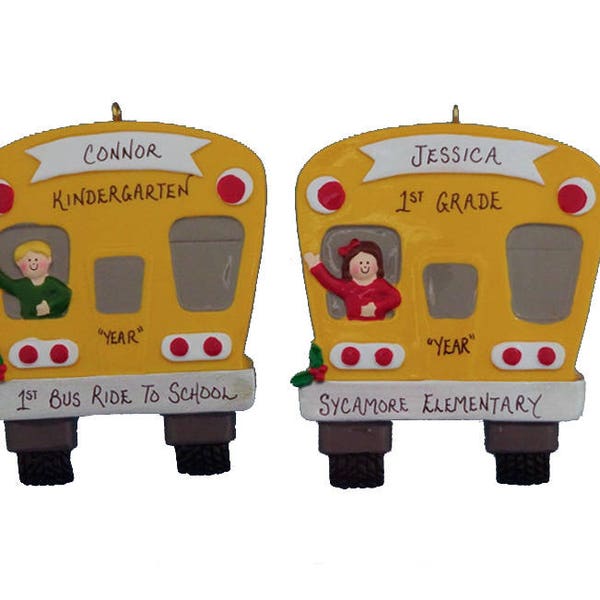 Personalized Bus Ride School Ornament-1st Bus Ride Personalized Ornament - Starting School Personalized Christmas Ornament - Starting School