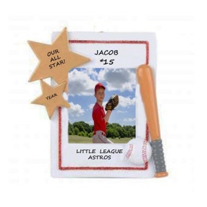 Baseball Personalized Picture Frame Ornament - Playing Baseball Christmas Ornament - Playing Baseball on a Team