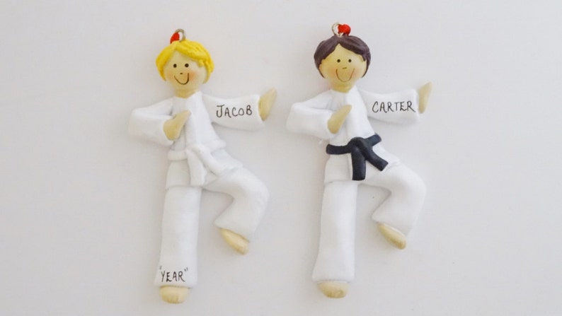 Personalized Karate Boy Ornament with Custom Belt Color image 3