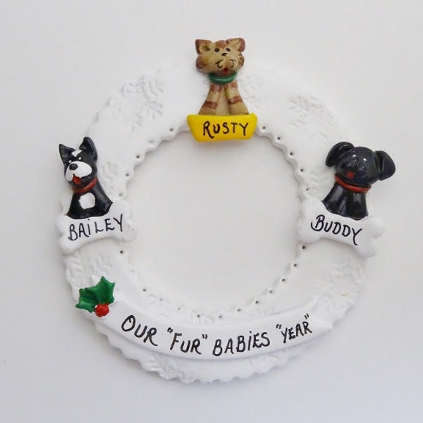 Personalized 3 Custom Pets Christmas Ornament - Personalized Ornament with Custom 3 Cats, Dogs, Birds, Bunnies, Lizards or Hamsters