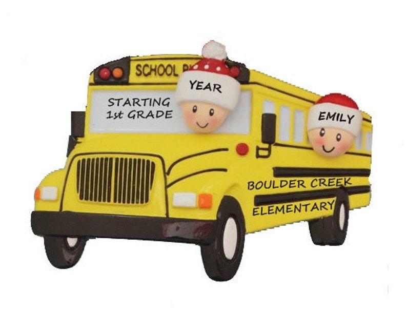 Riding Bus To School Personalized Ornament Starting School Riding a Bus Christmas Ornament image 1