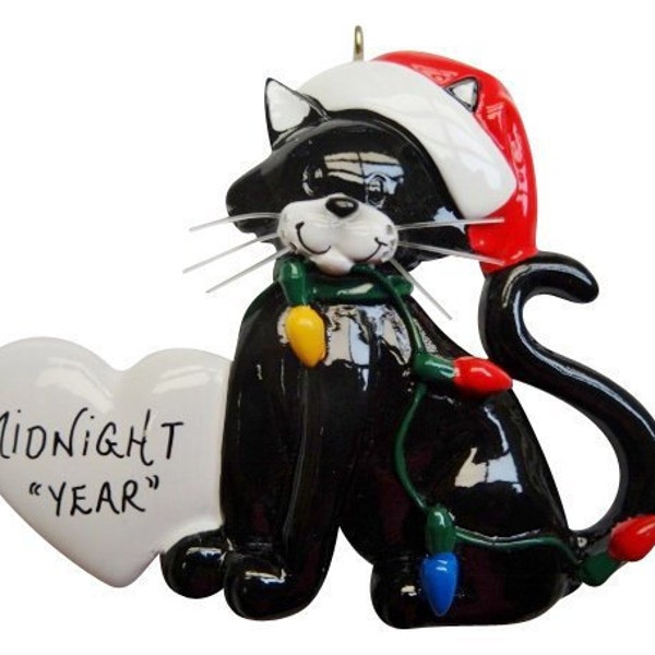 Personalized Cat Kitty Ornament with Christmas Lights - Black Cat Ornament - Gray Cat Ornament - White Cat Ornament - Orange Cat Ornament